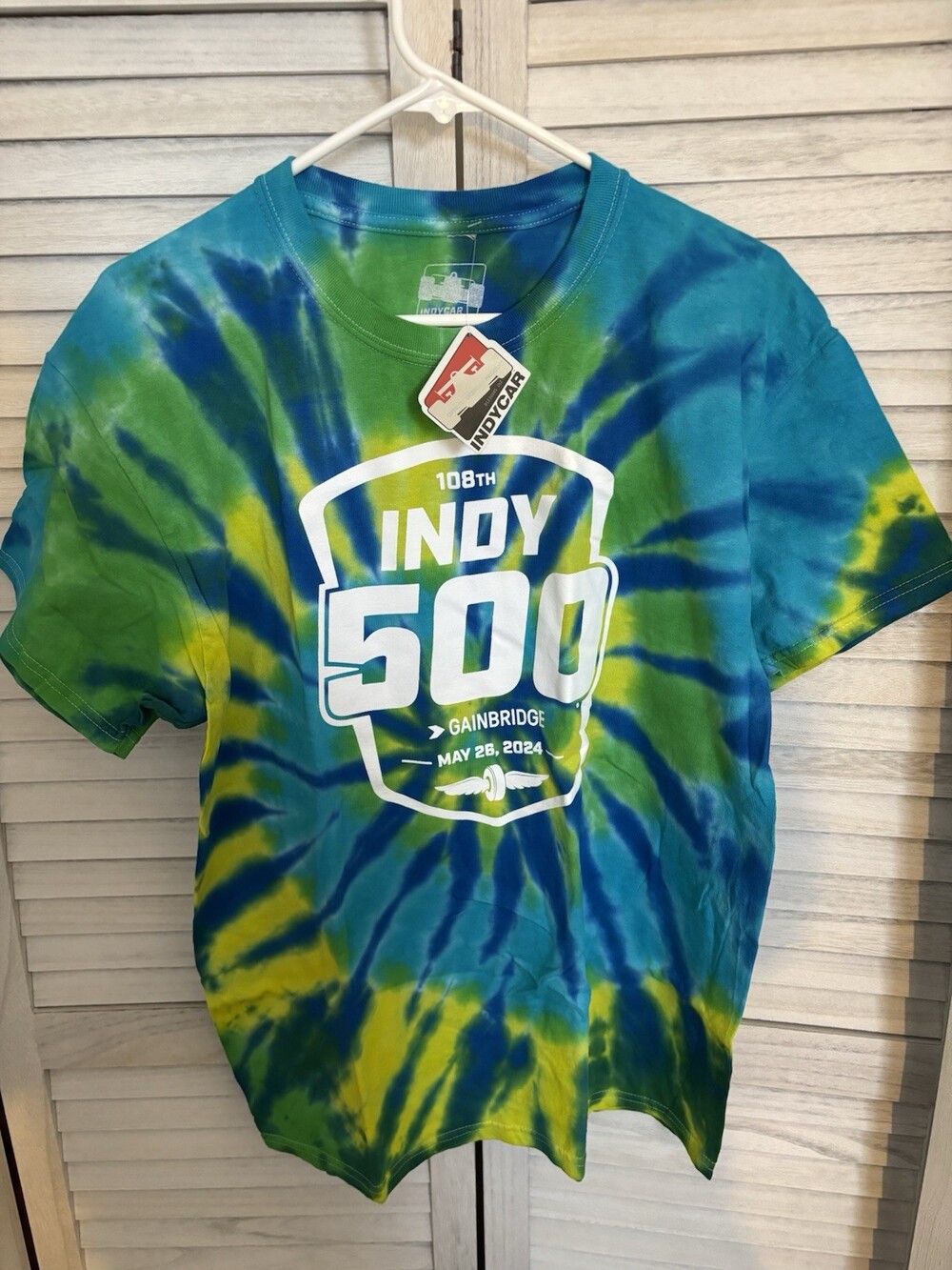 Indy 500 T-Shirt 108th Size Large Tie Dye Official Graphic Indianapolis Race NWT